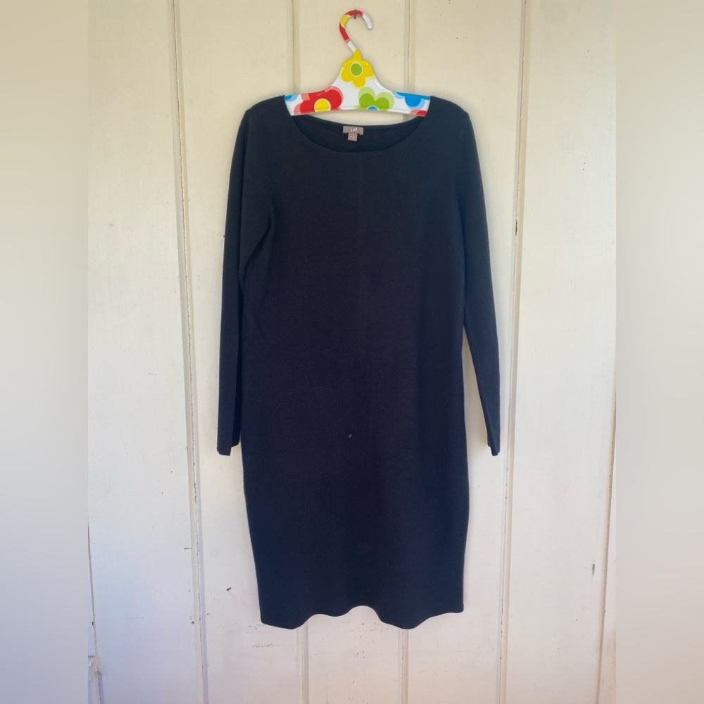 J. Jill Black Wool Blend Sweater Dress